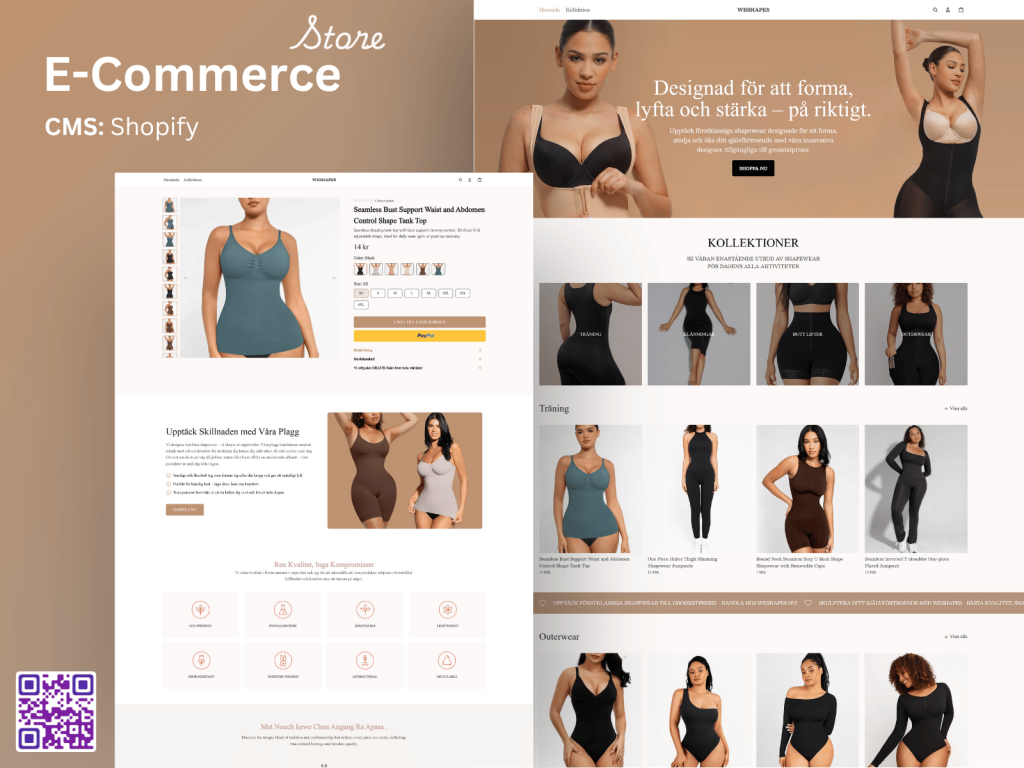 Shopify, E-commerce, Web Design, UI/UX Design, Responsive Design, Product Page Design, Online Store, Conversion Optimization, Modern UI, CMS, Fashion Ecommerce, Shapewear Website, Women's Apparel, Clothing Store, Fitness Wear, Bodywear, Lingerie Ecommerce, Figma to Shopify, User-Centered Design, Mobile Friendly, Clean Layout, Minimal UI, Product Filtering, PayPal Integration, Shopify Theme Customization